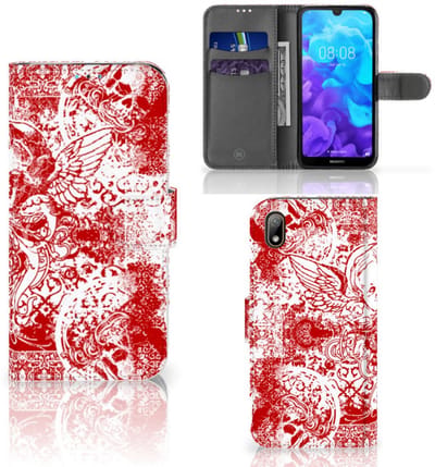 Telefoonhoesje met Naam Huawei Y5 (2019) Angel Skull Rood