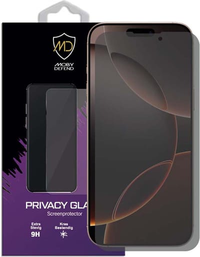 MobyDefend Screenprotector - Geschikt voor iPhone 16 Pro Max - HD Privacy Glass Screensaver