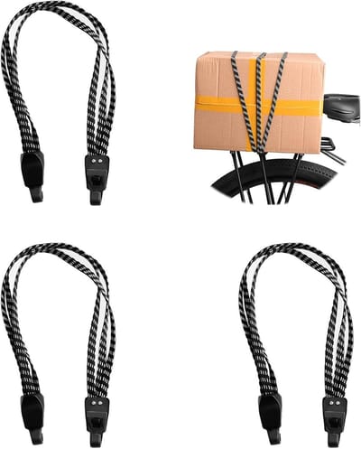 Set van 3 Fietstassen Spanners voor Bagagedrager, Verstelbare Spanningsriem en Rubber Haak voor Fiets en Motor, Ideaal voor Panniers en Slingbelt
