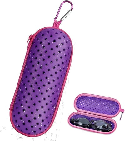 Zwembril, etui met karabijnhaak, hardcase, beschermhoes, brillenkoker, uniseks, voor zwembril, zonnebrillen en sportbrillen