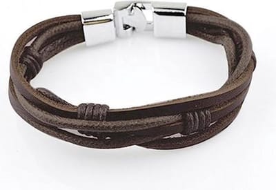 Montebello Armband Baphia - Leer - Metaal - 10mm -  20cm