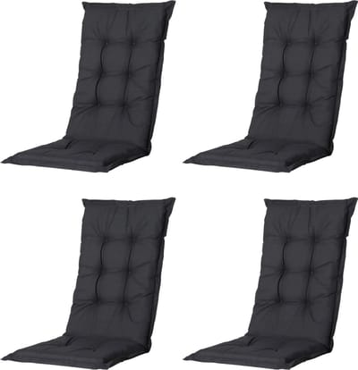 Madison - Tuinkussen - Universeel - Hoge Rug - 4 st. - Basic Black - 123x46cm - Zwart - Tuinstoelkussens - Standenstoel