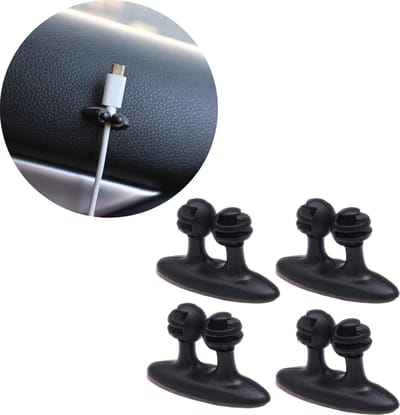 Jumada's - 8x Telefoonsnoer Clip - Kabelklemmen voor Auto - Zelfklevende Draad Organizer - Kabelbinder - Zwart