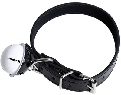 Kiotos Leather Kunstleren Collar met Belletje - Elegant Zwarte Halsband voor verhoogde sensationele momenten -