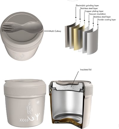 Carl Oscar Spirit Thermosbeker - Grijs - 0,5L - Met Bestek
