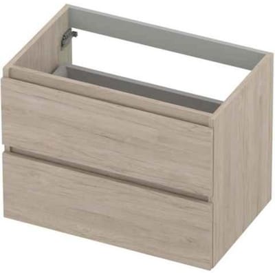 INK - Onderkast 2 Laden Greeploos met Houten Keerlijst - 700x450x520 Mm - Ivoor Eiken