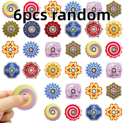 6 STKS Kleurrijk Mandala Patroon Kleine Draagbare Fidget Spinners Groothandel Plezier Kinder Verjaardagsfeestje Bedankjes Angst ADHD Stress Verlichting Speelgoed