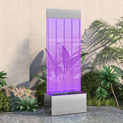 vidaXL - Bubbelzuil - met - RGB - LED's - 110 - cm - roestvrij - staal - en - acryl