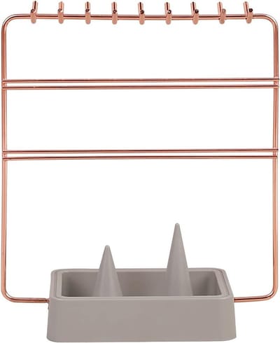 Sieradenrek Torens - Oorbellen Kettingen - Sieraden Organiseren - Drielaags Met Lade - 24.5 cm Hoog - Roségoud