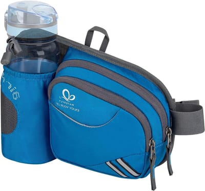 Bum Bag met Fleshouder voor Dames en Heren - Ademend Heuptasje met Reflecterende Strepen voor Hardlopen, Fietsen, Kamperen en Reizen