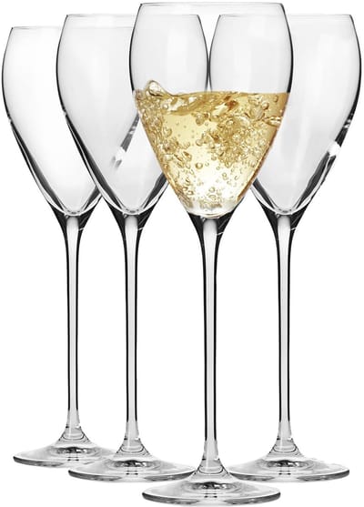 KROSNO | Perla Witte Wijnglazen | Wijnglazen 4 Set - 280 ml | Huwelijkscadeau | Vaatwasserbestendig | Loodvrij kristalglas | Duurzaam | Krasbestendig | Cadeau-idee