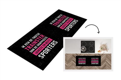 Keukenloper - Loper keuken - Vrouw - Spreuken - Trainer - Roze - 120x50 cm - Keukenloper vinyl