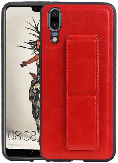 Grip Stand Hardcase Backcover - Telefoonhoesje - Achterkant Hoesje - Geschikt voor Huawei P20 - Rood