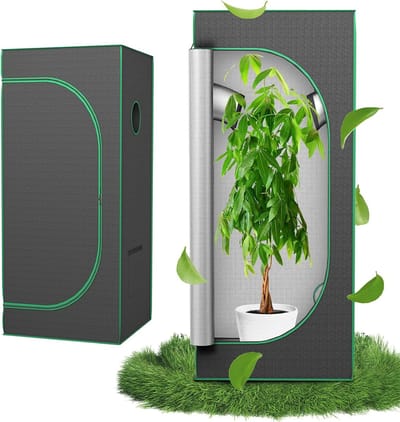 Complete Kweektent voor Hydrocultuur, 60x60x140cm Lichtdichte Plantentent, Broeikas Box met Transparant Kijkvenster, Reflecterend Mylar, Uitneembare Bodemplaat en Accessoirekanaal, Indoor Kweekkas voor Home Groei, NAIZY