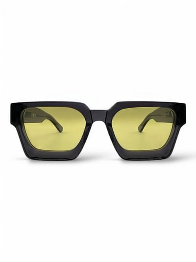 The Brand Remarkable – Zonnebril Unisex – Zonnebril Dames – Zonnebril Heren – Vierkante Zonnebril – Geel / Grijs – UV400 – Luxe, Duurzame & Trendy Zonnebril – Designer Zonnebril – Mode Zonnebril 2025 – Inclusief Beschermhoes – Polariserend Look