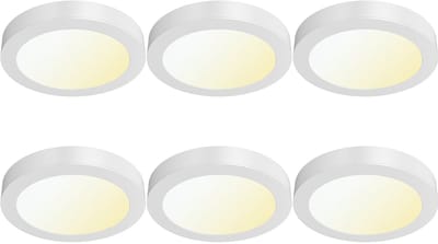 LED Downlight Opbouwspot 6 Stuks - Brinton Thin - 12W 1120lm 120° Bundelhoek - Aanpasbare Lichtkleur 3000K-4000K-6500K - IP40 - Rond - Wit - Ø172mm