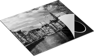 Chefcare Inductie Beschermer Gracht in Groningen - Zwart Wit - 60x50 cm - Afdekplaat Inductie - Kookplaat Beschermer - Inductie Mat