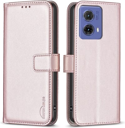 BINFEN Hoesje - Geschikt voor Motorola Moto G85 Hoesje - BINFEN Color Book Case - Rose Gold