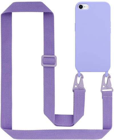 Cadorabo Mobiele telefoon ketting geschikt voor Apple iPhone 7 / 7S / 8 / SE 2020 in LIQUID LICHT PAARS - Silicone beschermhoes met lengte verstelbare koord riem