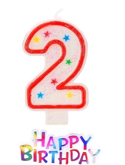 UNIQUE - Glitter sterrenkaars cijfer 2 Happy Birthday