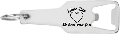 Akyol - liefste zus ik hou van jou flesopener - Zus - zus(je) - leuke kado voor je zus - 105 x 25mm