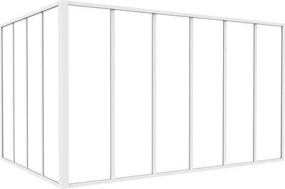Vente-unique Glazen hoekbinnenraam met industriële stijl van gepoedercoat aluminium - L180 x L120 x H105 - Wit - BAYVIEW