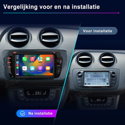 Junsun Android 15 Autoradio, Geschikt Voor SEAT IBIZA 6J 2009-2013, 2GB+64GB, Draadloze CarPlay & Andriod Auto achteruitrijcamera, Bluetooth, GPS Multimedia Navigatiesytem, 7-inch HD Touchscreen, WIFI, FM, RDS, USB, DSP, Quad-core processor
