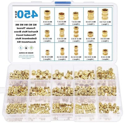 450 Stuks Messing Draad Inserts M2 M3 M4 M5 M6 - 3D Print Assortiment met Opslagdoos en Diverse Maten voor Precisie Montage
