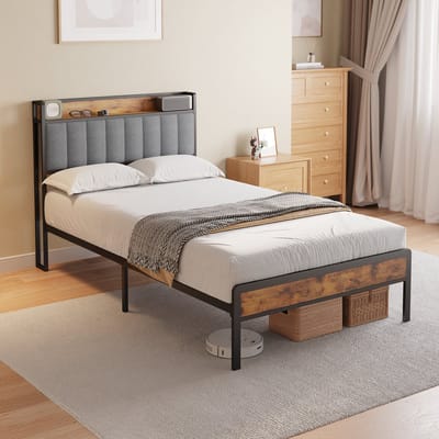Xbro Gestoffeerd Bed 120 x 200 cm - Tweepersoonsbed met 35 cm Opbergruimte - Lichtgrijs