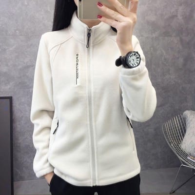 Veste polaire d'automne et d'hiver pour femme, veste polaire décontractée, col montant, cardigan épais, sport, extérieur, sweat à capuche chaud XL blanc