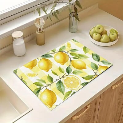Placemats, gele citroen tafelmatten 30 x 45 cm, zomertafels placemats voor seizoensgebonden bruiloft binnen buiten huis vakantie feest keuken eettafel