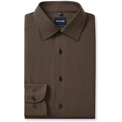OLYMP Luxor 24/Seven Overhemd, Comfort Fit, New Kent, Nougat