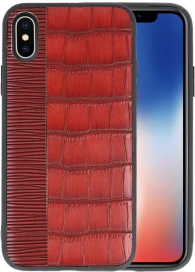 Croco Hard Case - Hoesje Hoesje Geschikt voor voor iPhone X Rood