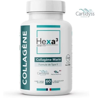 Voedingssupplement - CARTIDYSS - HEXA3 - Type II Marien Collageen - 60 Capsules - Eco-verantwoord