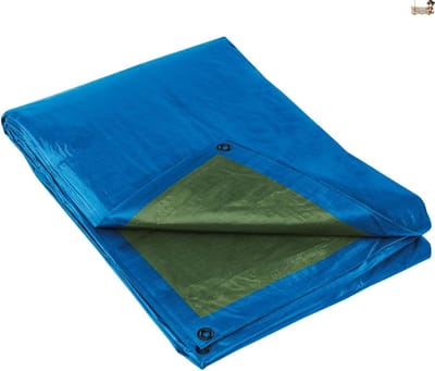 Afdekzeil Waterdicht - Zeil Aanhanger Tuin - Bescherming Buiten - Versterkte Rand Ogen - 8x12 meter - Blauw Groen