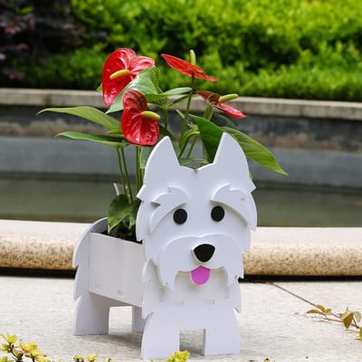 Kleine plantenbak pvc - rechthoekige bloempot voor Westie honden - binnentuin decoratie - vetplantenpot - woondecoratie - plantenbakken voor kleine planten - hondenliefhebbers
