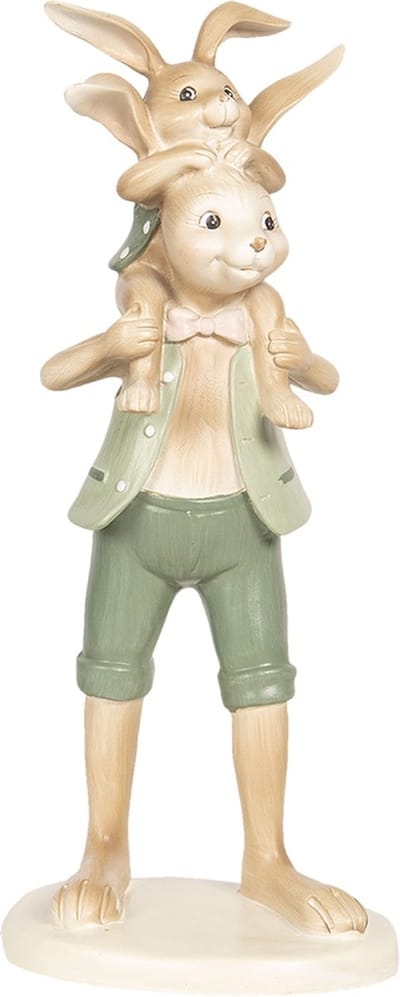 Clayre & Eef Beeld  Konijn 10x10x25 cm Bruin Kunststof Woonaccessoires beeld decoratie  Paashaas