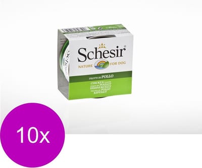 10x Schesir Hondenvoer Blik Jelly Kipfilet 150 gr
