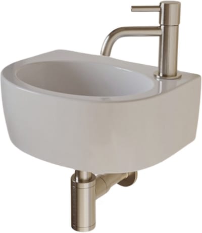 AquaVik Fonteinset Arc Keramisch Wit Kraan Rechts Geborsteld Nikkel Kraan 30x23x11,5cm