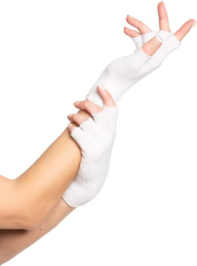 Partychimp Vingerloze Handschoenen voor bij Carnavalskleding Dames Carnaval Accessoires Verkleedkleren Volwassenen - Wit - Katoen/Polyamide/Elastaan - One-Size