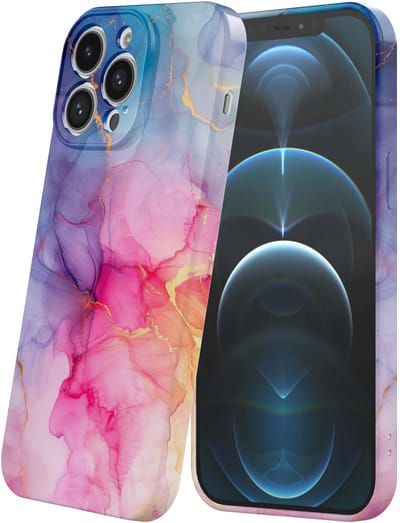 Smartphonica Telefoonhoesje Geschikt voor iPhone 12 Pro met Regenboog Marmer Opdruk - Flexibel Softcase TPU - Backcover Case Rainbow Marble Design geschikt voor iPhone 12 Pro