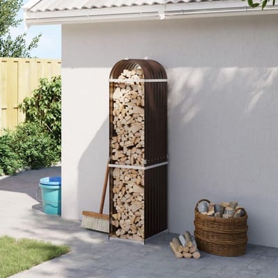 Houtblok Houder - Brandhoutrek Houthok - Open haard opslag - Gegalvaniseerd staal - 40x45x170 cm - Bruin