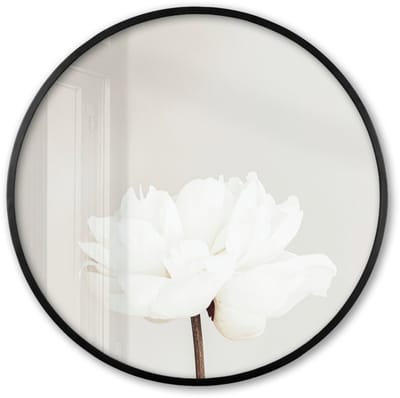 Poster in lijst Rond - Fotolijst 60x60 cm - Posters - Bloemen - Pioenroos - Wit - Stilleven - Ronde posterlijst zwart - Decoratie - Wanddecoratie woonkamer - Muurdecoratie slaapkamer