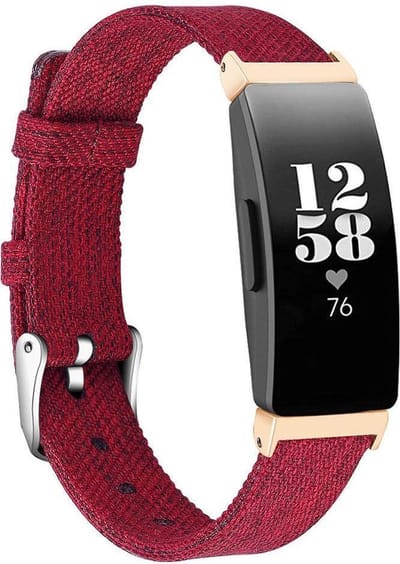 KELERINO. Denim bandje geschikt voor Fitbit Inspire (HR) - Rood