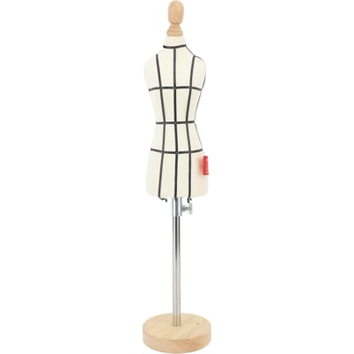 Miniatuur Paspop met Standaard Houten Basis Naaipop Lichaam Kleding Display Model voor Maatkleding en Onderwijs Type 2