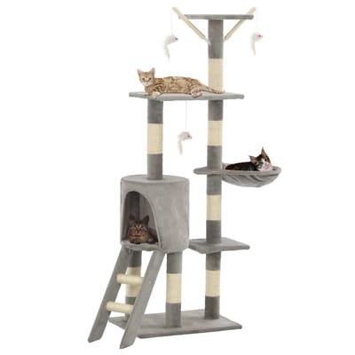 vidaXL - Kattenkrabpaal - met - sisal - krabpalen - 138 - cm - grijs