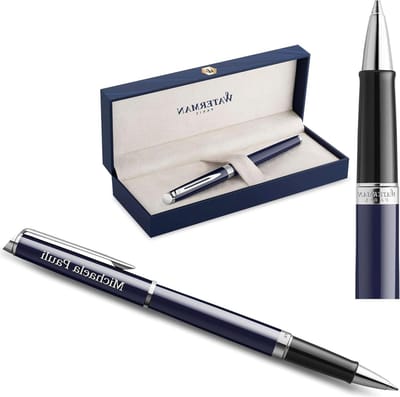 Luxe Balpen - Schrijfstift Rollerball - Dagelijks Schrijven - Met Persoonlijke Gravure - Fijn - Blauw
