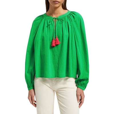 Scotch & Soda Balloon Sleeve Top Scuba Green Maat: 36 | Blouses Outlet | Dames | Groen