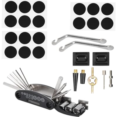 Fietsbandenreparatieset Draagbare Tas Bandenlichter 16 in 1 Multifunctionele Fietsgereedschapstas gray