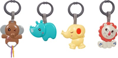 Speelgoedtopdeals - Rammelaar Hangspeeltje Buggyspeeltje - Cadeauverpakking Olifant Neushoorn Olifant Leeuw